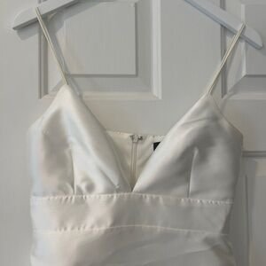 Elegant White Satin Mini Dress